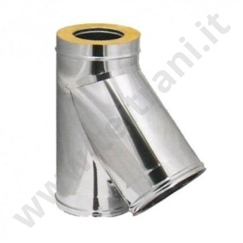 3306055224120 - RACCORDO A T A 135° DOPPIA PARETE IN ACCIAIO INOX AISI 316L DIAMETRO 200/250